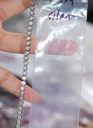 Yuki-tennis moissanite bracelet silver color-total 3pcs