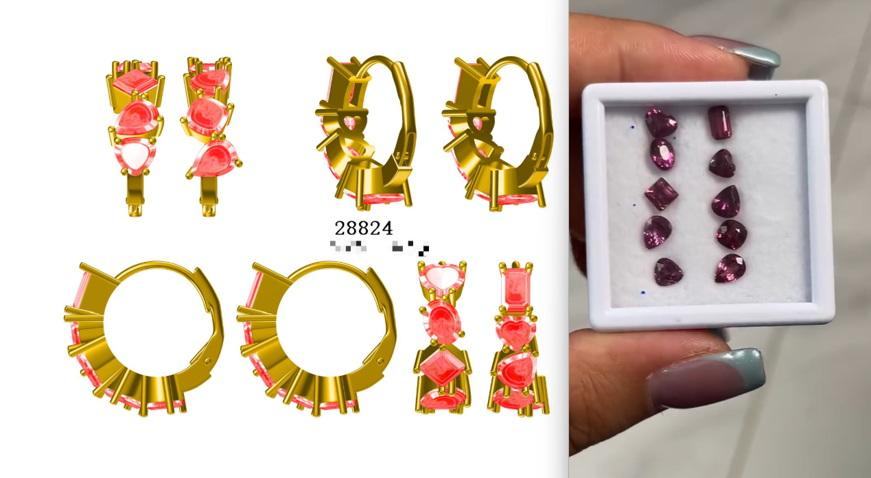 Miya-Custom S925 silver earring plated with 18K gold for 28824