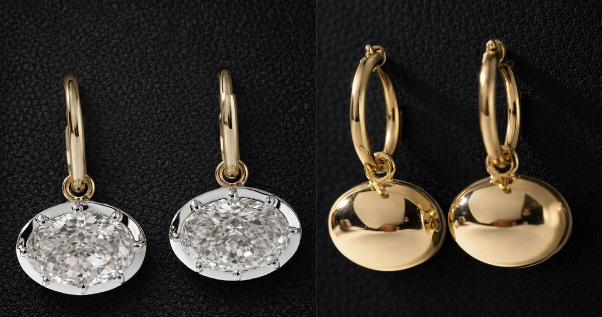 Miya-Custom S925 silver earrings, 18K yellow gold plated – featuring 3-carat oval moissanite