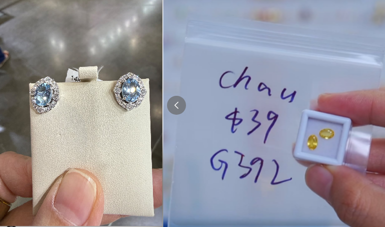 Miya-Custom-made S925 silver stud earrings, 14K yellow gold-plated, featuring a halo of moissanite stones for 30347