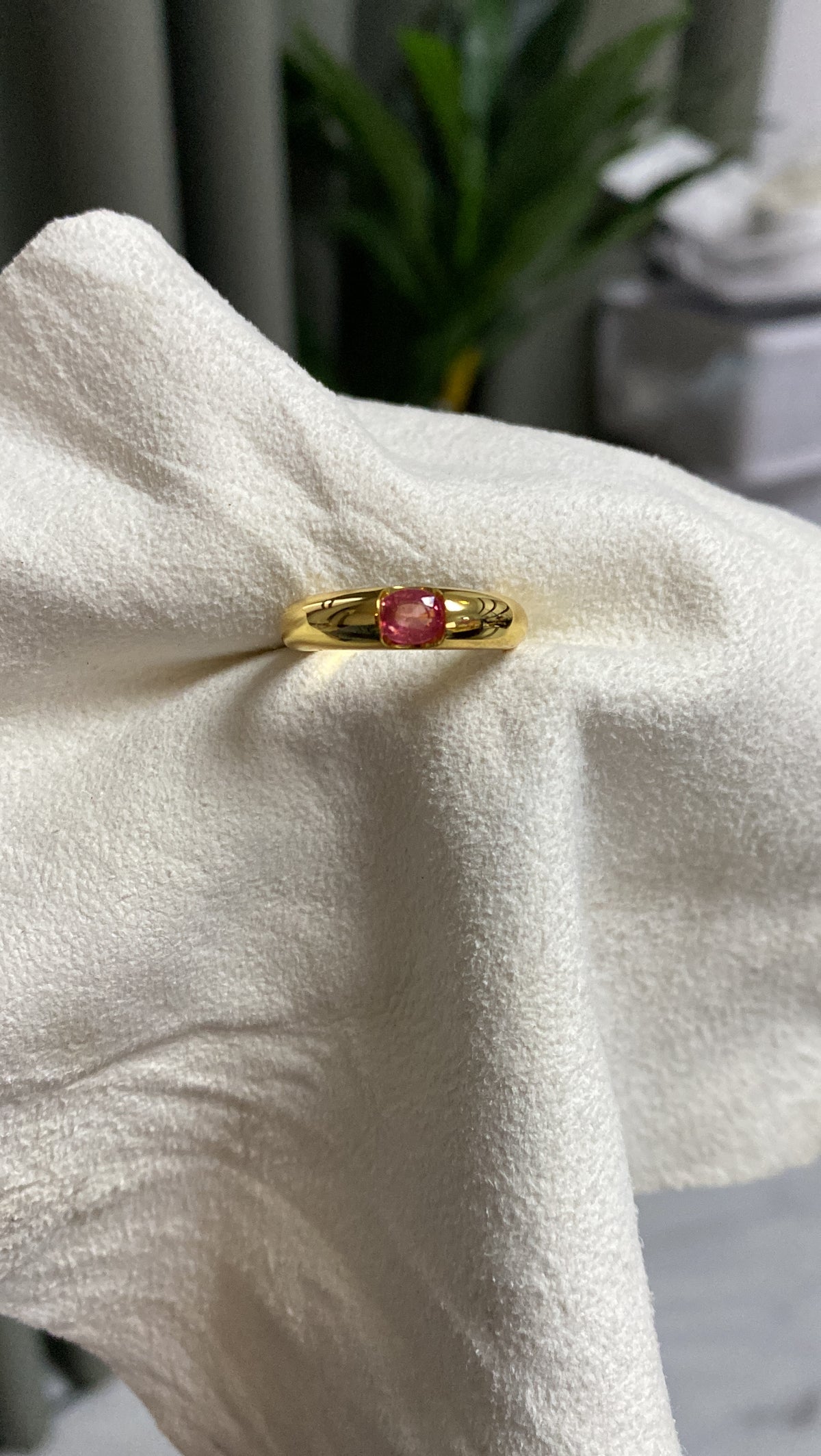 Miya-Ruby ring with brushed finish – US Size 6.25