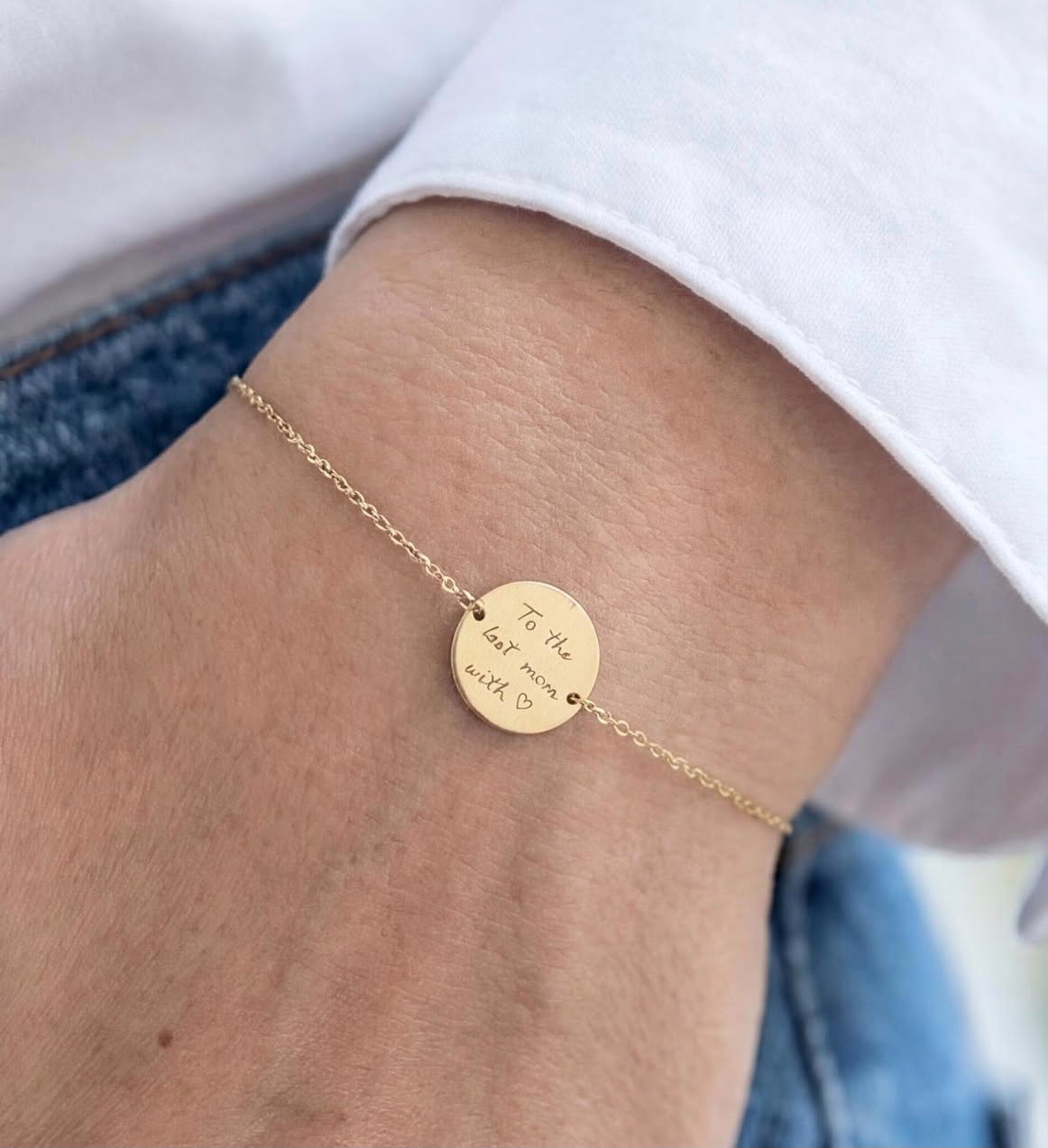 Nini-Custom-made bracelet, 17cm, 9k gold, 1.5cm round shape, deposit 50.
