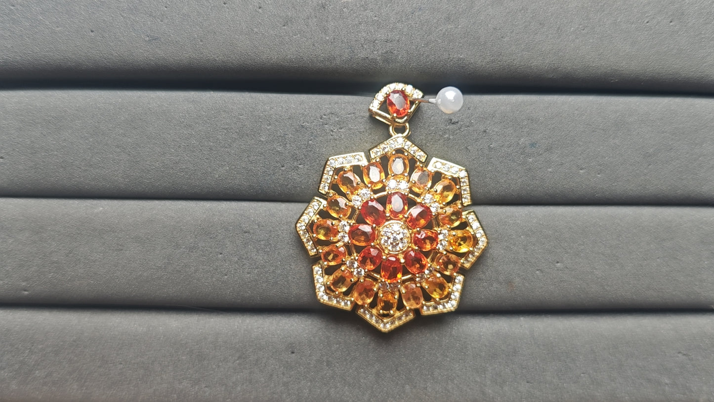 A14110 Orange Sapphire Pendant