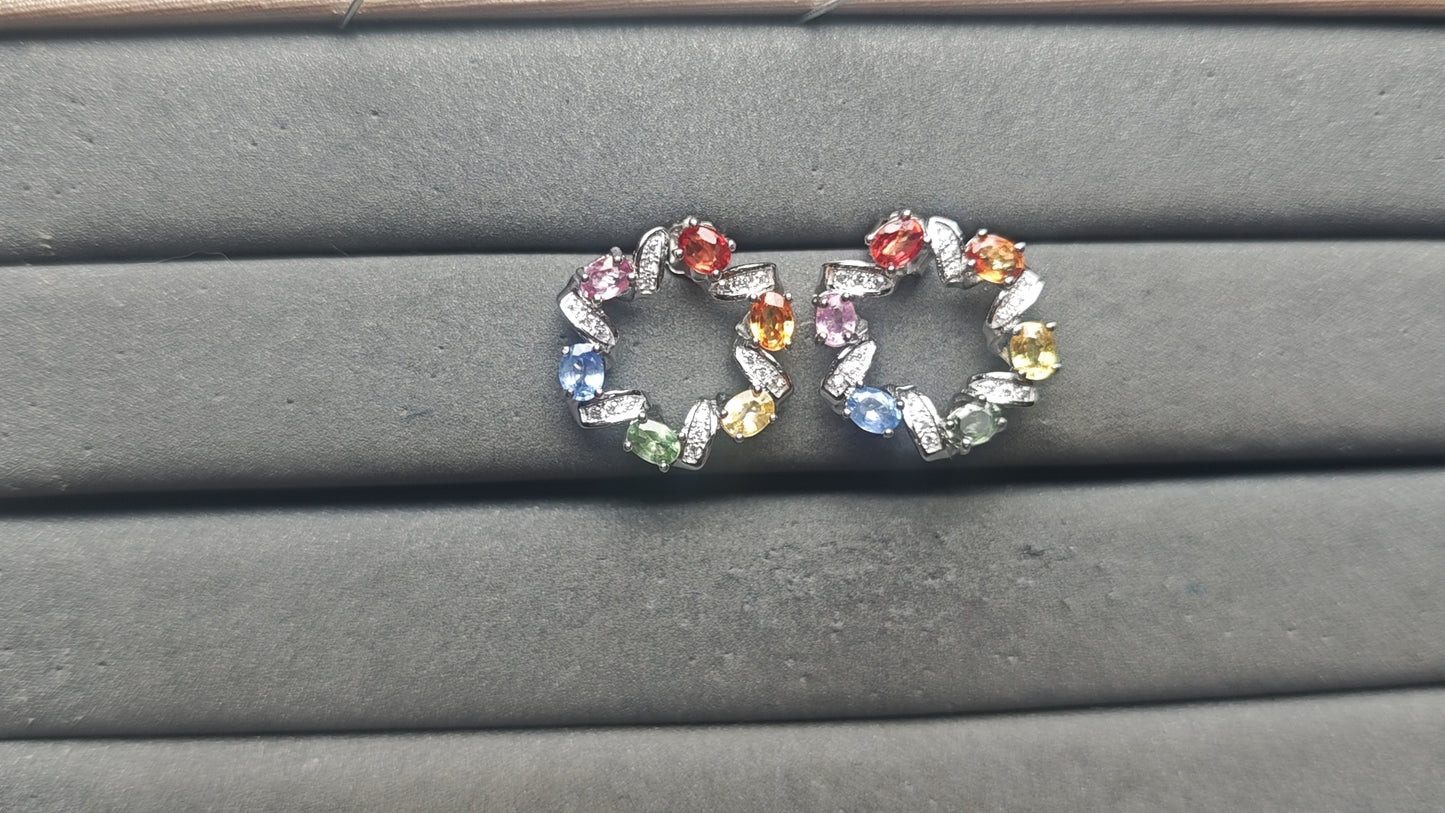 A14112 Colorful Sapphire Earrings