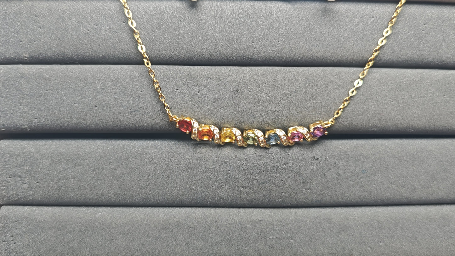A14121 Colorful Sapphire Necklace