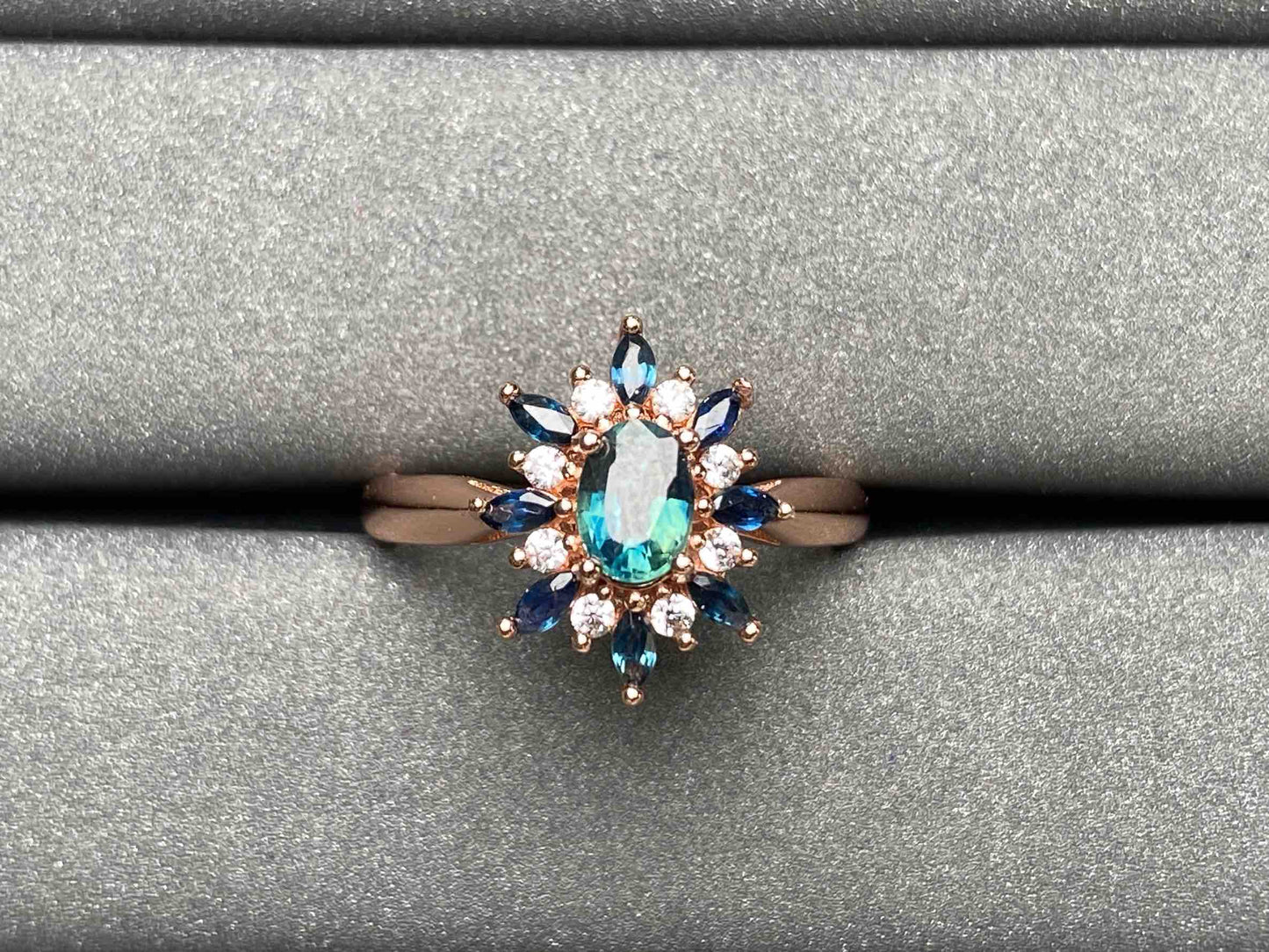 A2635 Teal Sapphire Ring