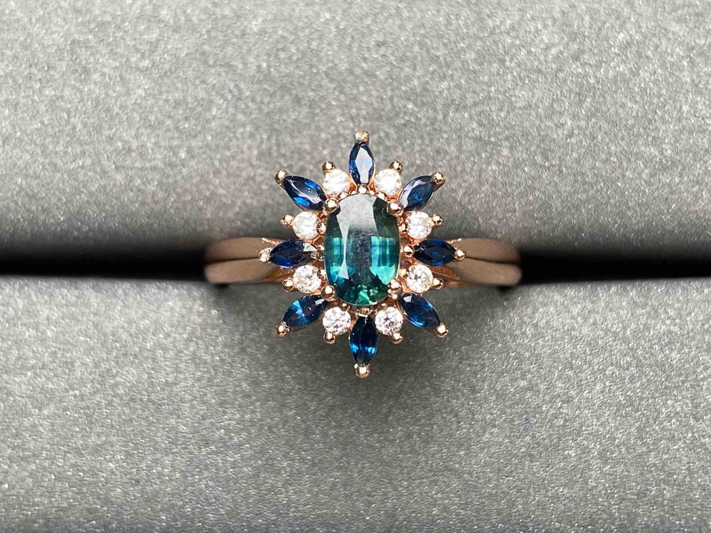 A2639 Teal Sapphire Ring