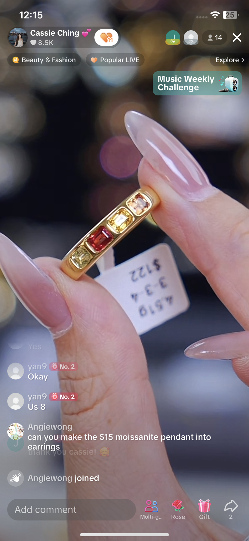 G020 Cassie 满圈美码8红橙黄满圈戒指同款