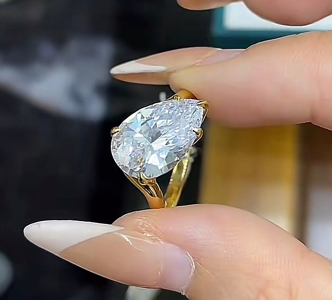G146 Cassie Gen size us7 champagne moissanite setting all 14k gold plated certi