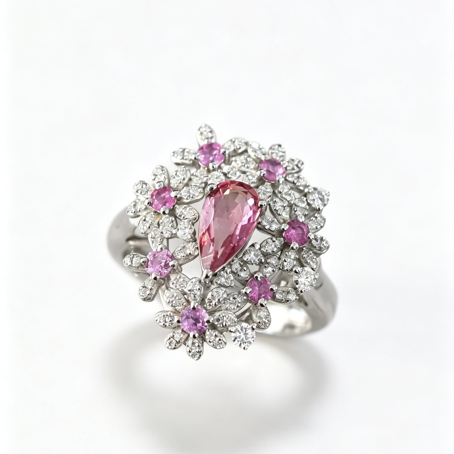 CC008 S925 Silver Ring Padparadscha Sapphire