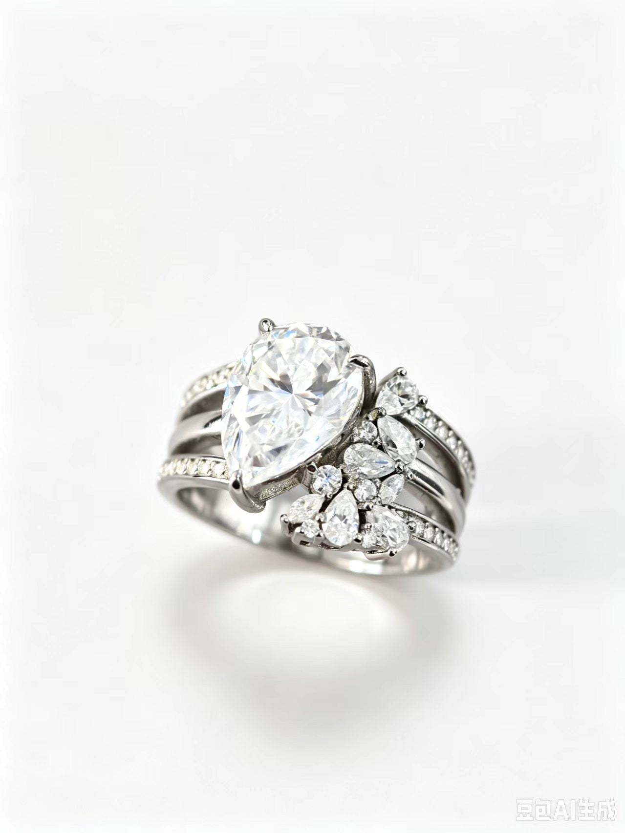 FF015 S925 Silver Ring Clear Moissanite