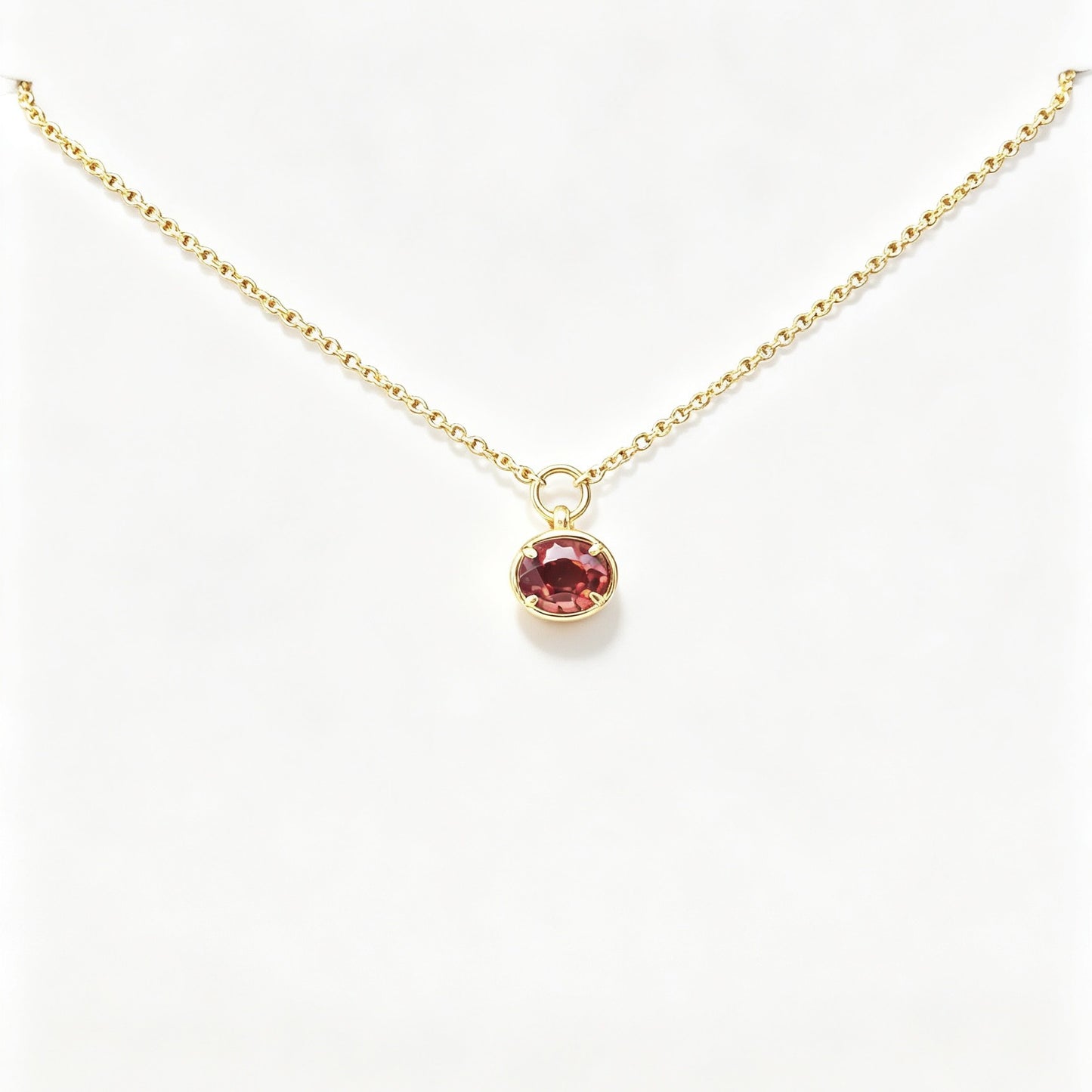 KK001 S925 Silver Necklace Red Garnet