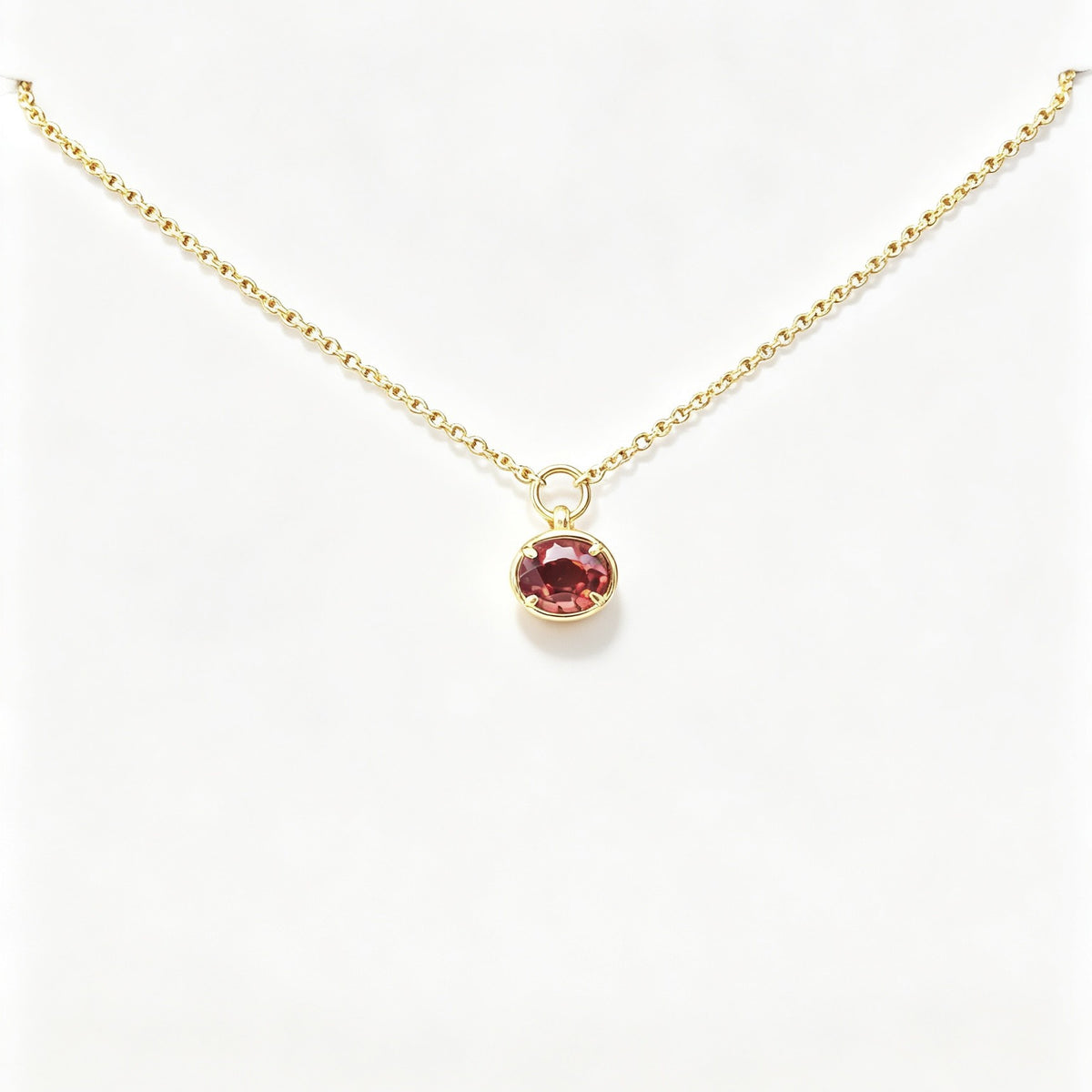 KK001 S925 Silver Necklace Red Garnet