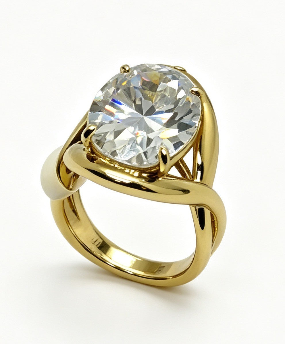 EE001 S925 Silver Ring Clear Moissanite