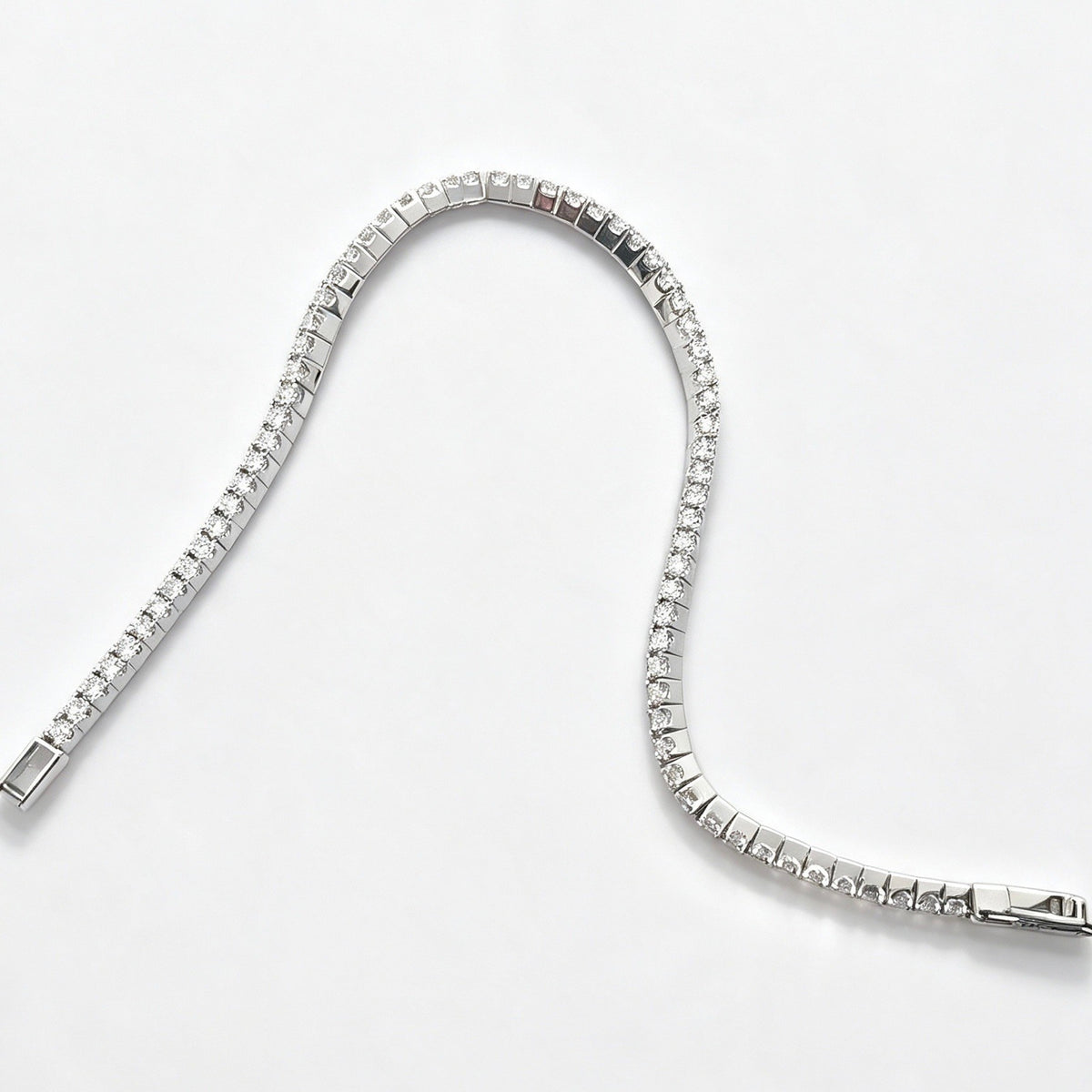 TE01B S925 Silver Tennis Bracelet Clear Moissanite