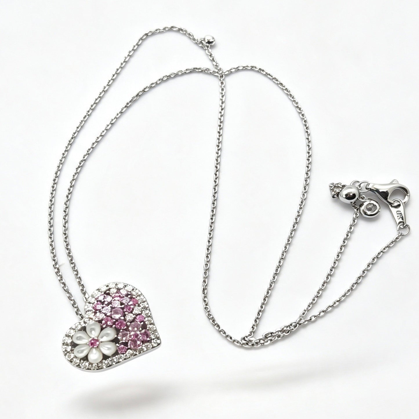 HT01P Heart Necklace Clear Moissanite S002