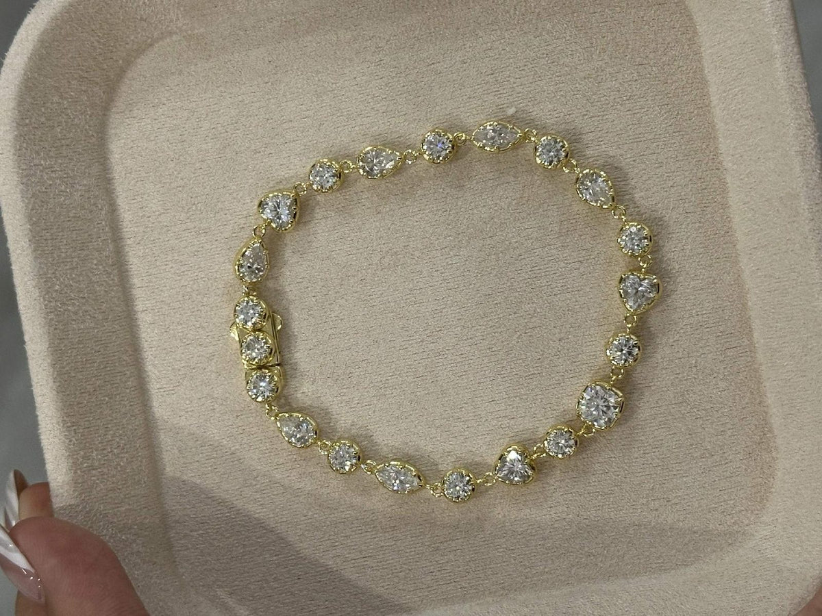 BB004 S925 Silver Bracelet Clear Moissanite