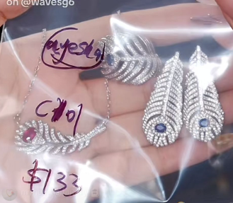 Yuki-sapphire earring+ring+necklace