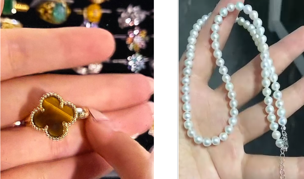 Yuki-black conch rose gold ring+silver clasp for pearl