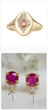 Nini-Custom ring US5 and earrings for #29760, s925 sterling silver plated with gold, using lab-grown diamonds.