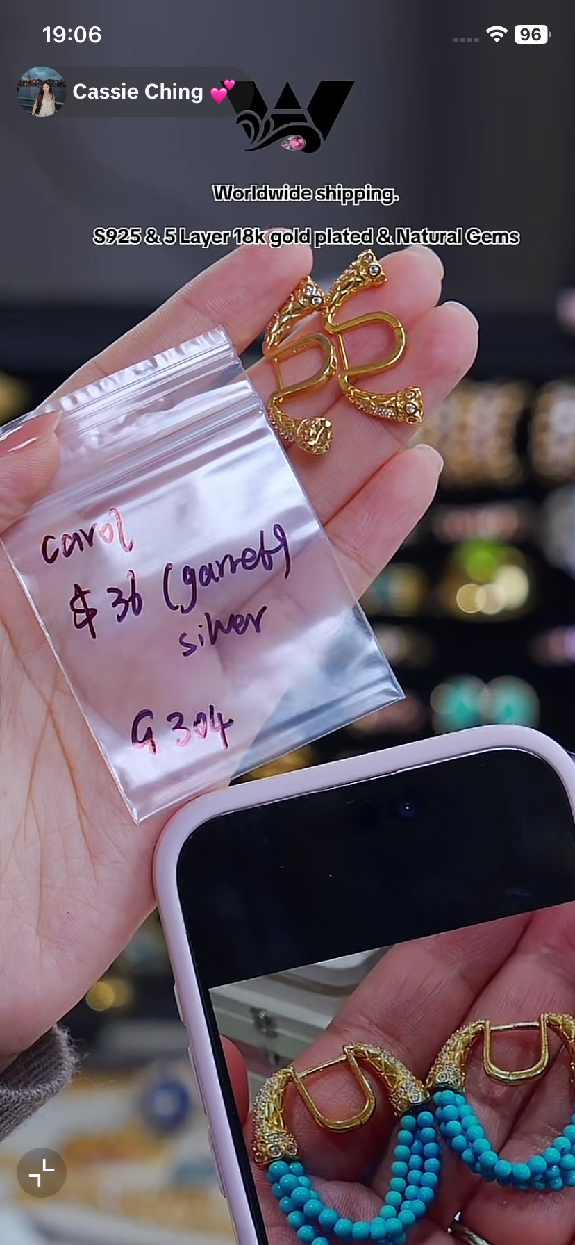 G304 Cassie -carol 石榴石银色
