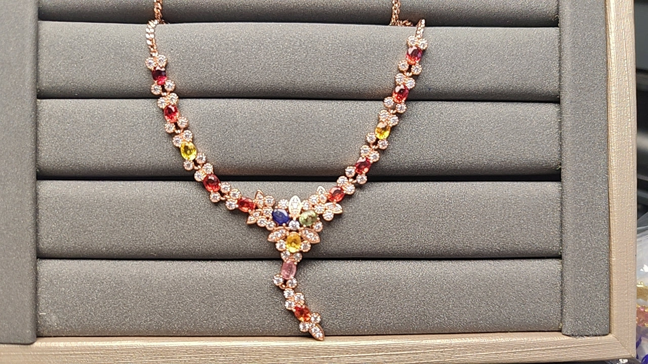 A1256 Colorful Sapphire Necklace silver