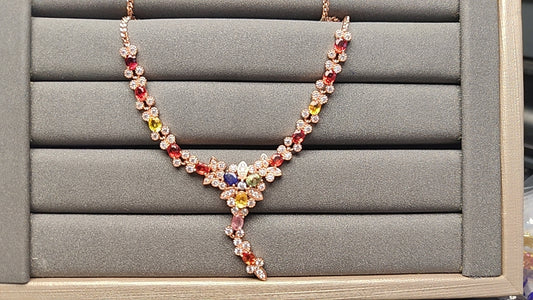 A1256 Colorful Sapphire Necklace silver