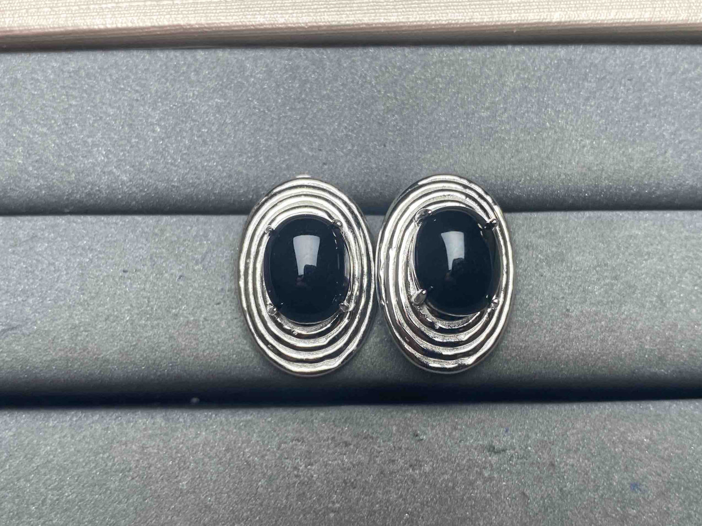 A13331 Black agate Earrings