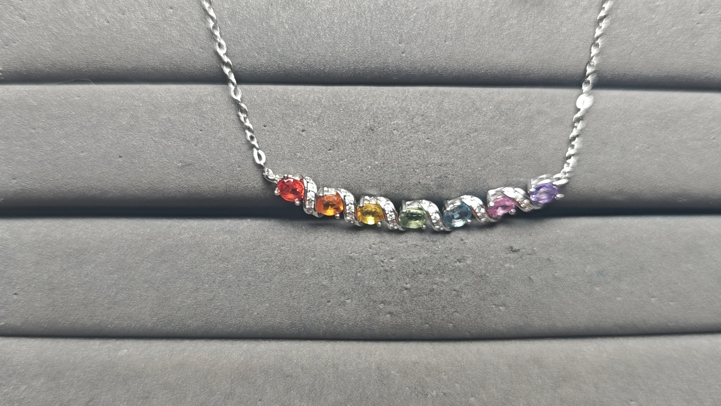 A14122 Colorful Sapphire Necklace