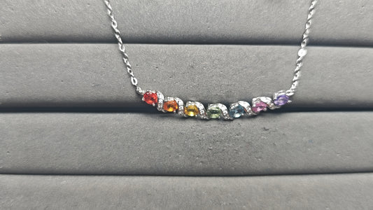 A14122 Colorful Sapphire Necklace