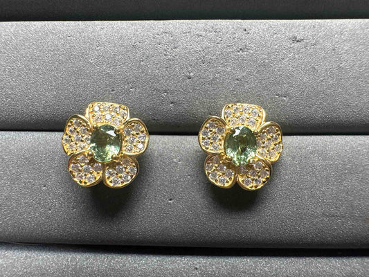 A14142 Green Sapphire Earrings