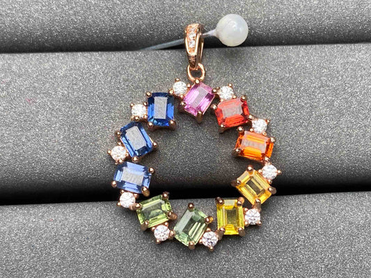 A1935 Colorful Sapphire Pendant