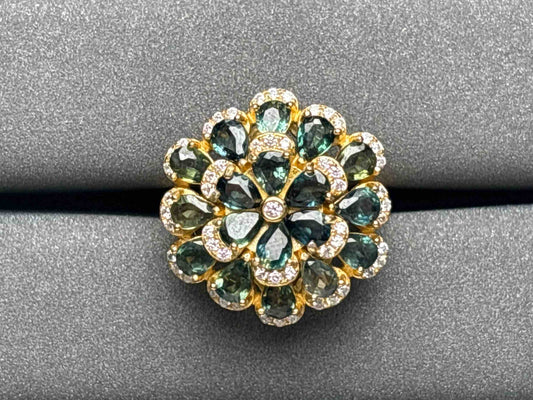 A2493 Teal Sapphire Ring