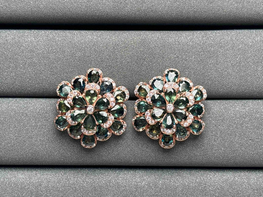 A2494 Teal Sapphire Earrings