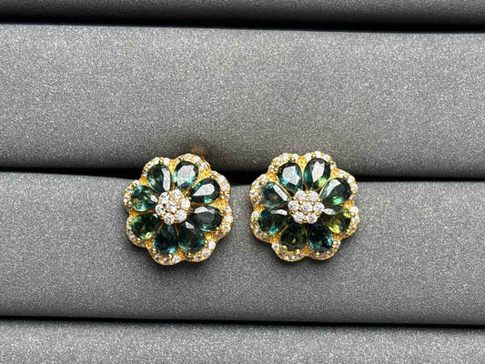 A2497 Teal Sapphire Earrings