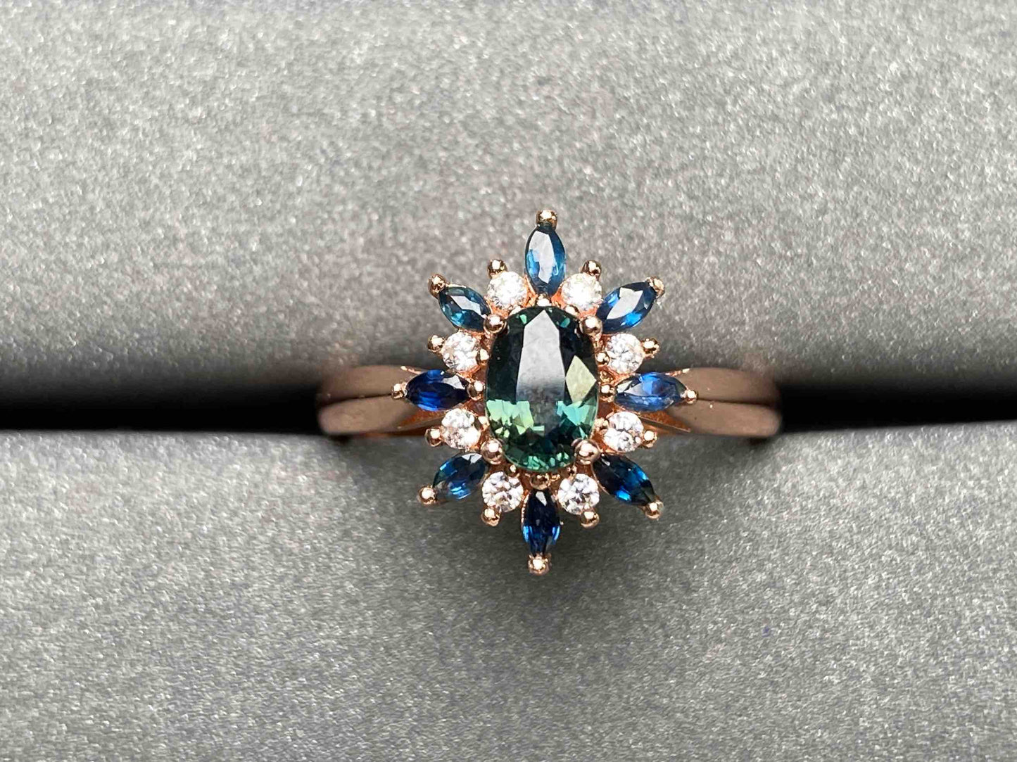 A2641 Teal Sapphire Ring