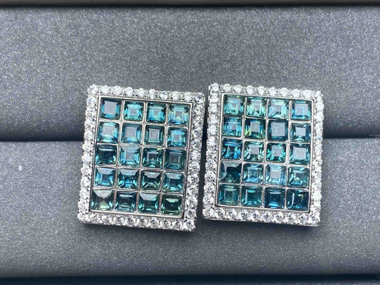 A3675 Teal Sapphire Earrings