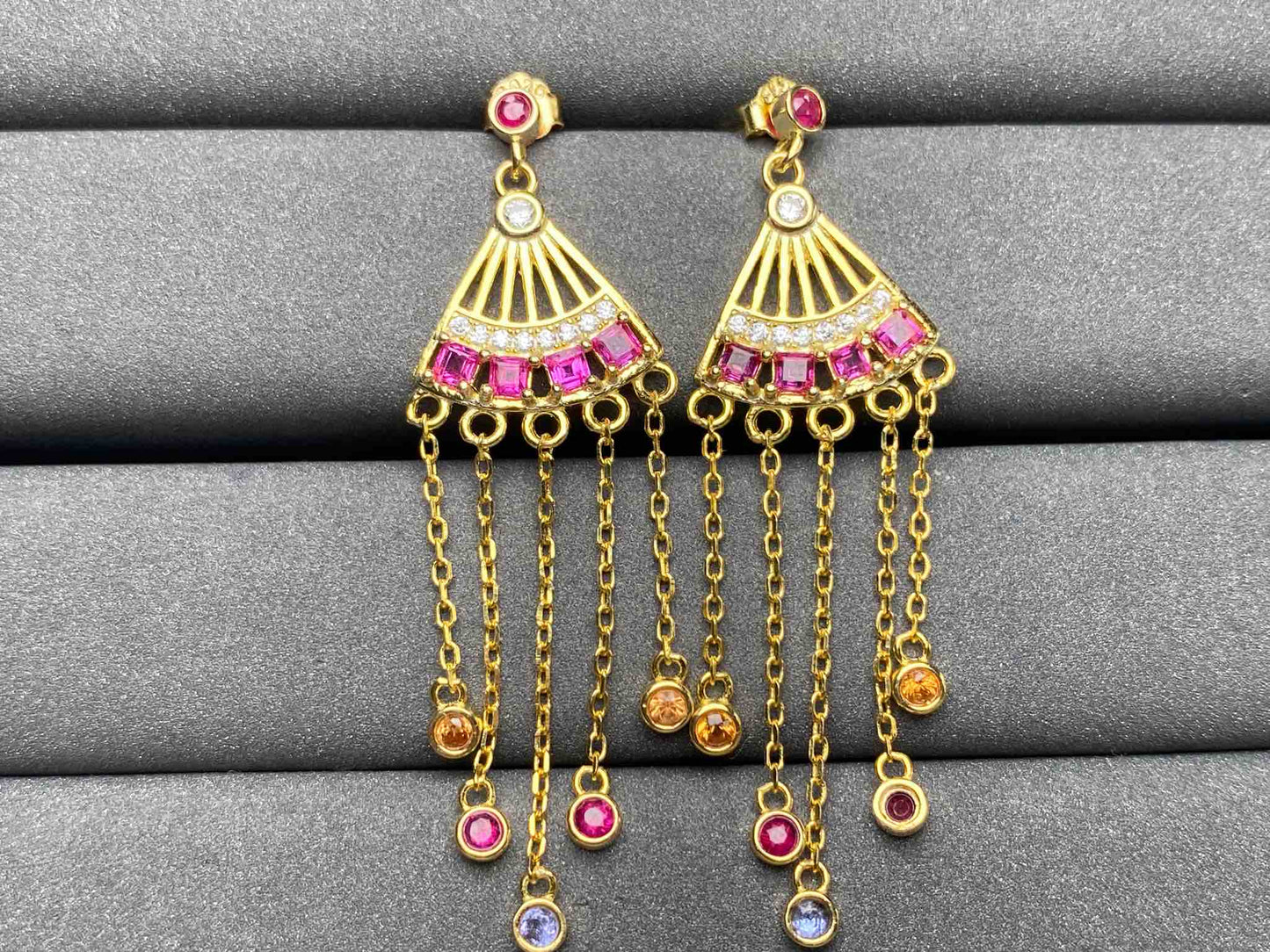 A3722 Pink Ruby Earrings