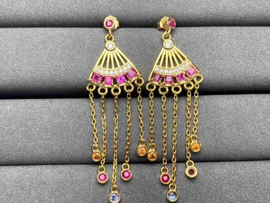 A3722 Pink Ruby Earrings