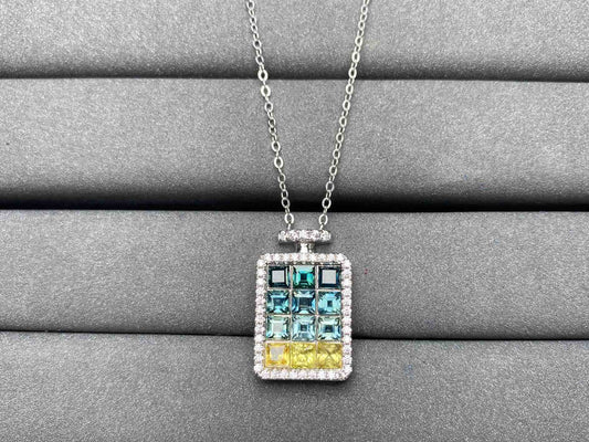 A3953 Teal Sapphire Necklace