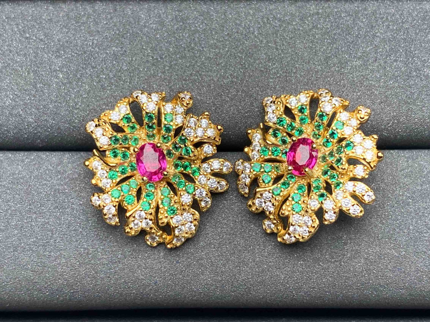 A3976 Pink Ruby Earrings