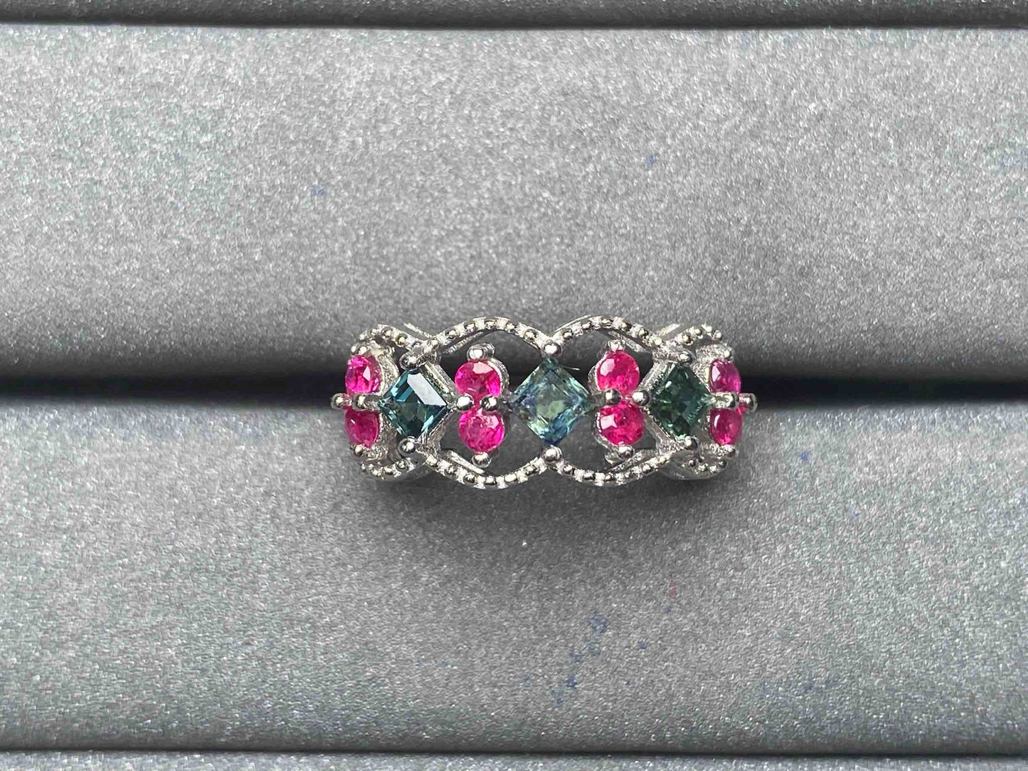 A4614 Teal Sapphire Ring