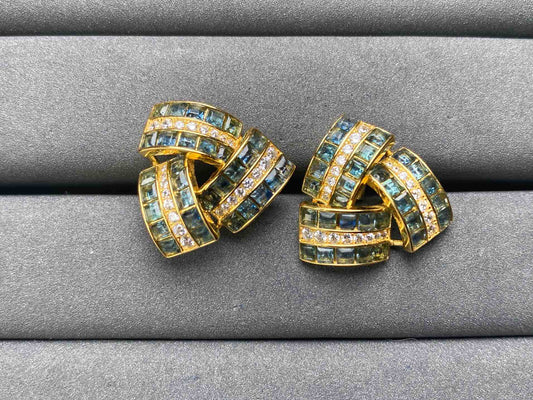 A7179 Teal Sapphire Earrings