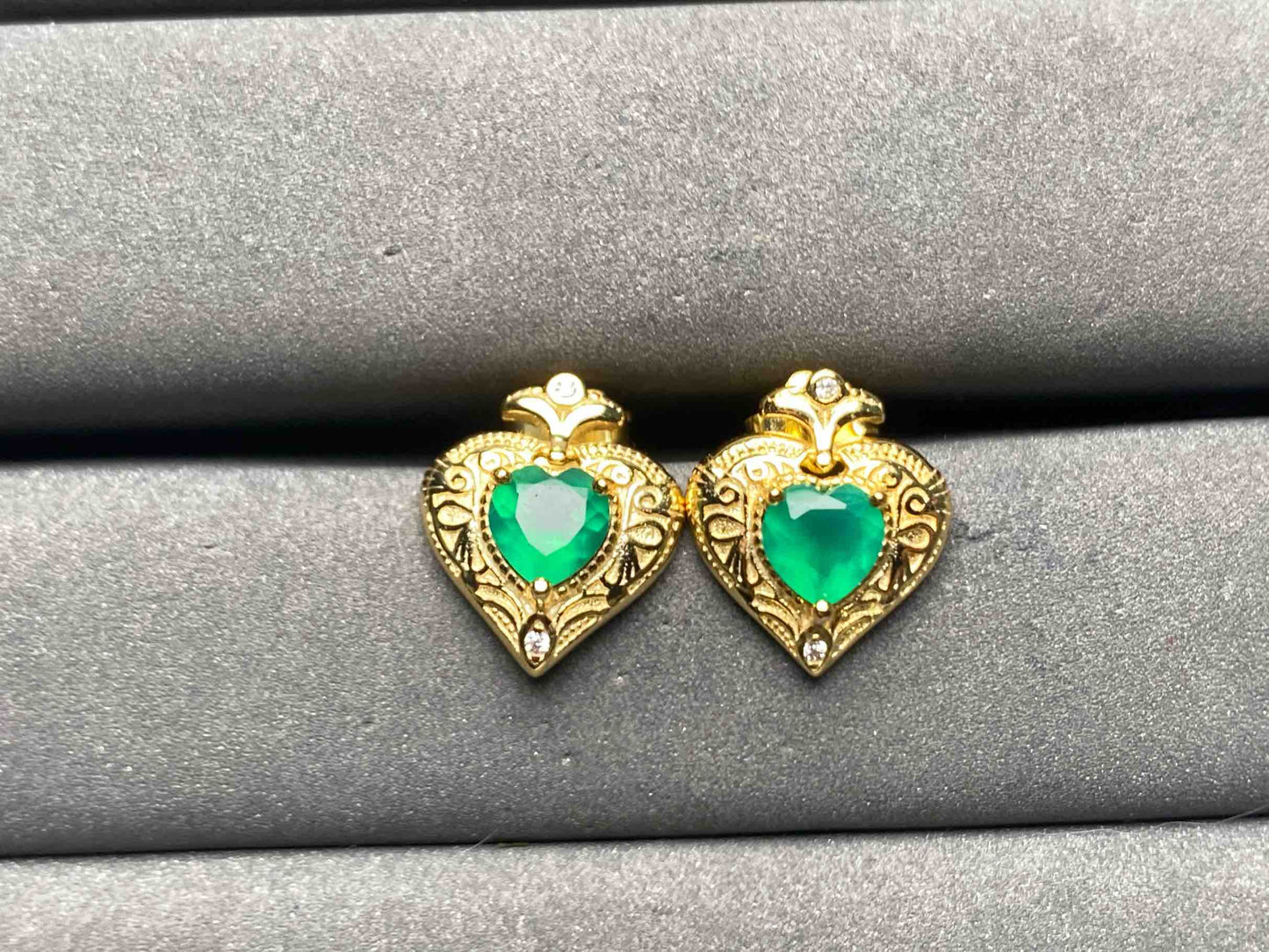 A9756 Green Agate Earrings