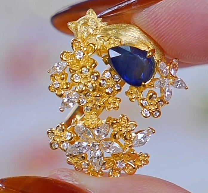 G025 Cassie Ayesha ring setting with blue sapphire