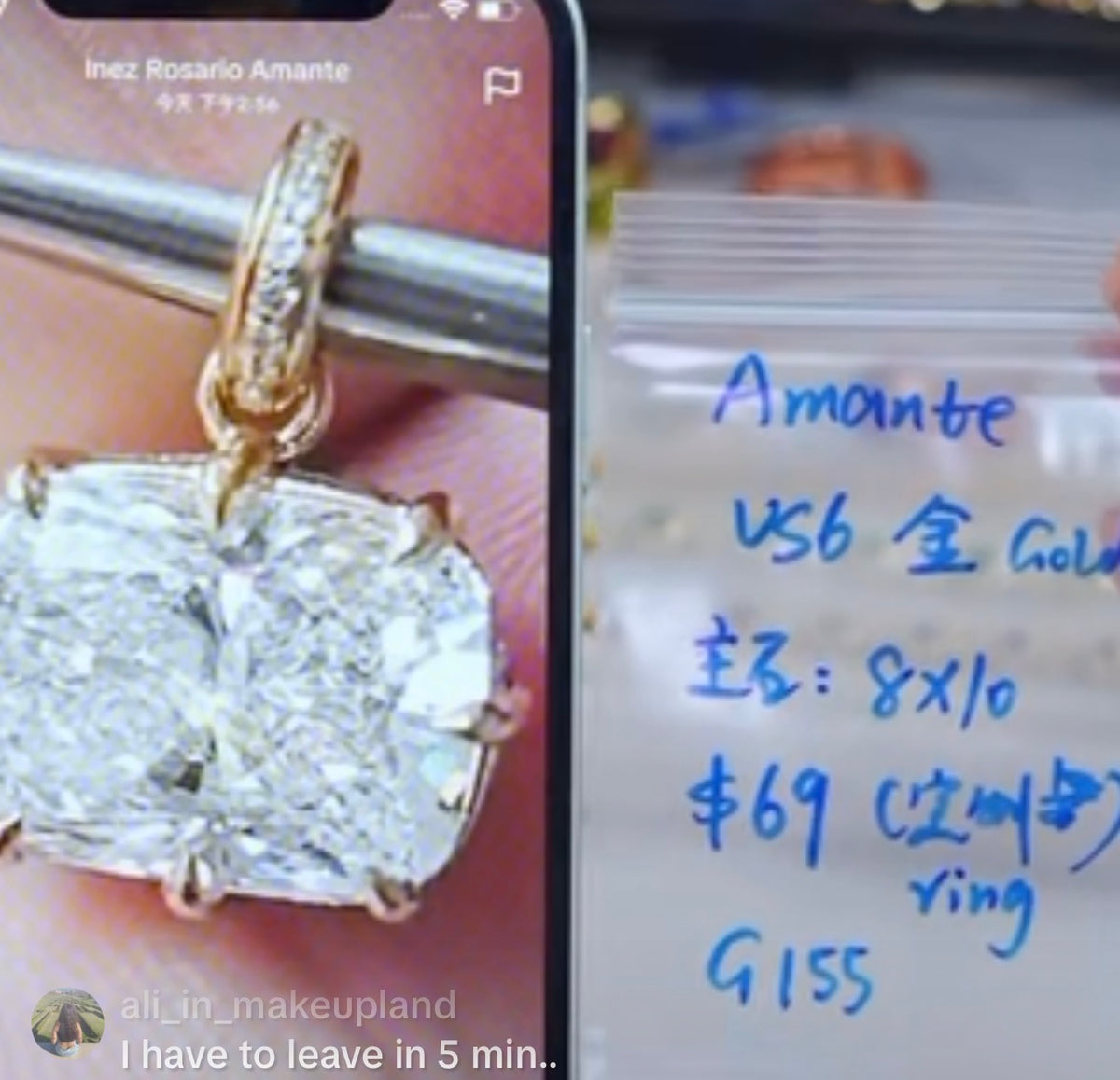 G155 cassie amante size us6 gold color for stone 30110#