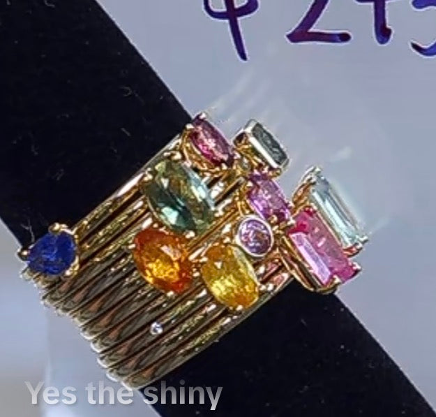 G327 cassie aby total 10pcs all us9 & green aquamarine silver color &other all gold color