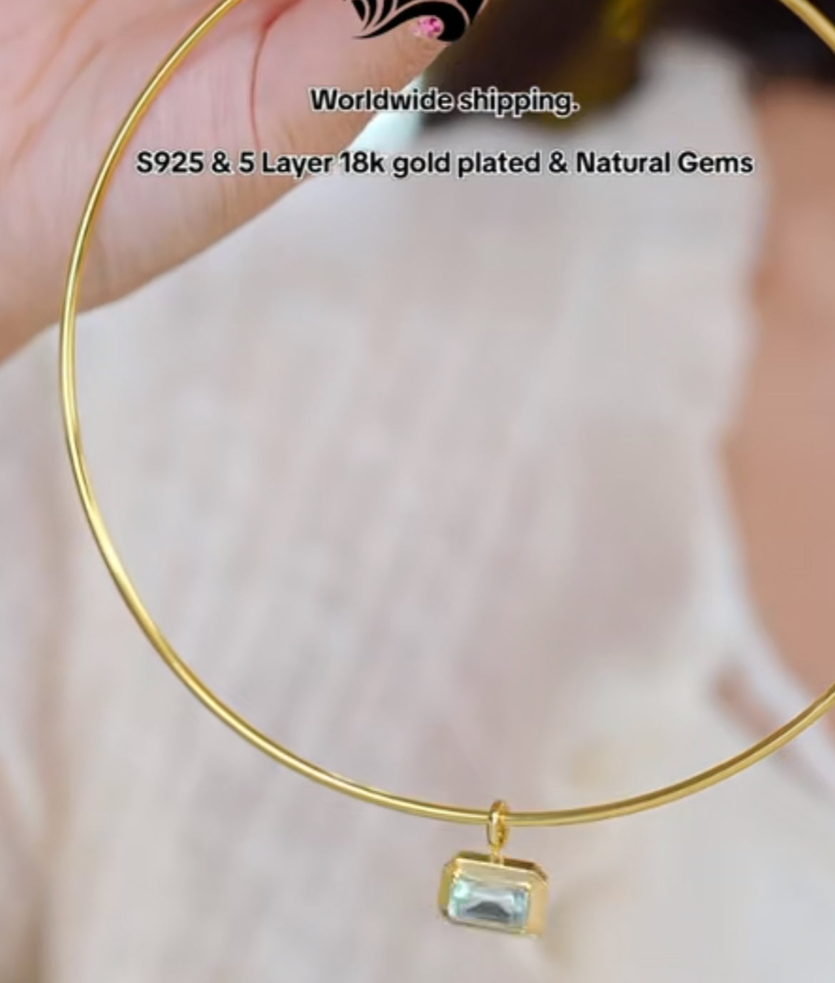 G069 Cassie Nika a set 2mm 40cm gold color with pendant