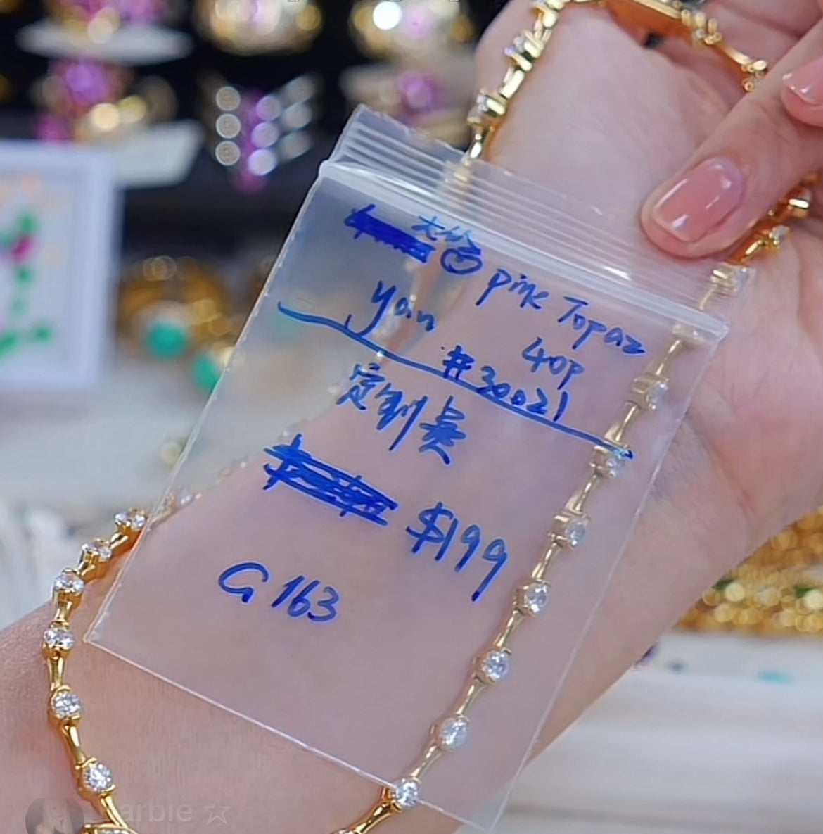 G163 Cassie Yan customize for 30021# pink topaz 6mm