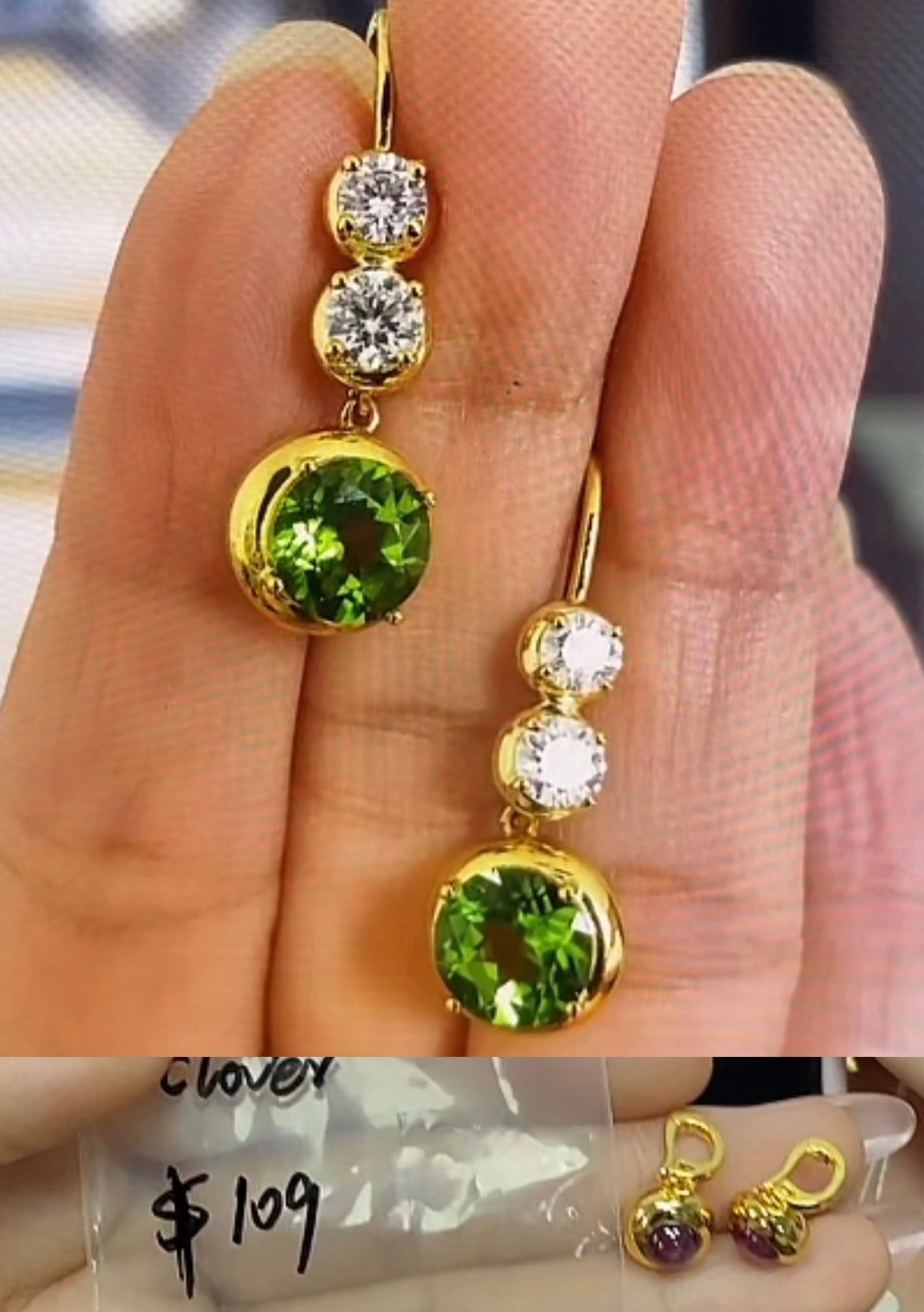G017 Cassie Clover gold color star ruby customize same design on picture